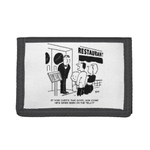 Chef at Restaurant Not Been on Television Cartoon Trifold Wallet