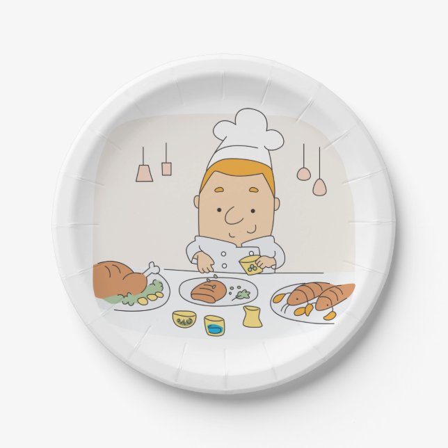 Chef At Work Paper Plates (Front)