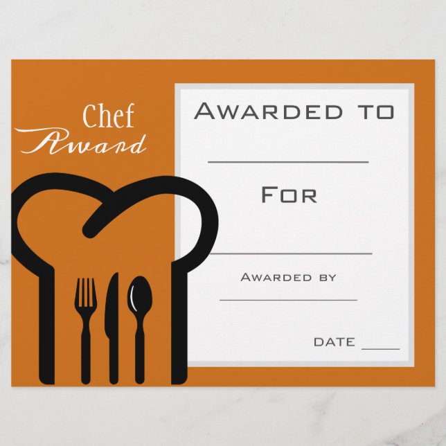 Chef award cooking award (Front)