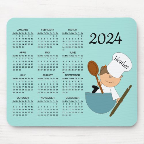 Chef Baker Design 2024 Calendar Mouse Pad