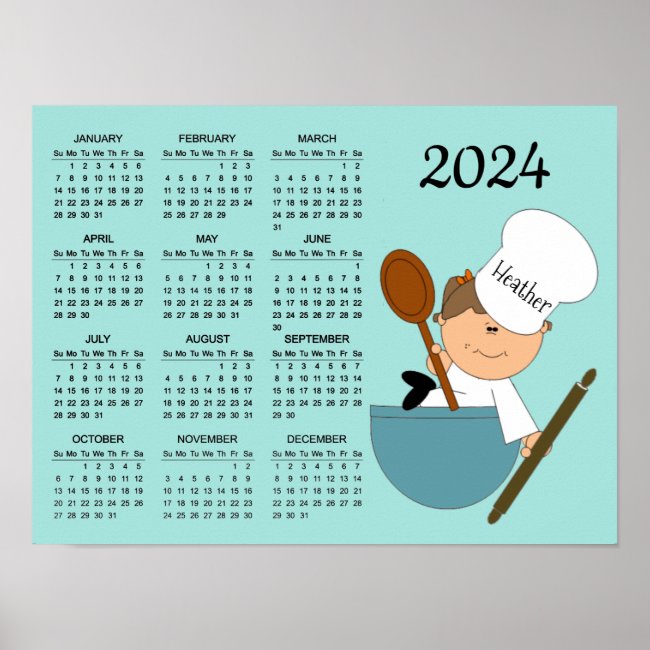 Chef Baker Design 2024 Calendar Poster