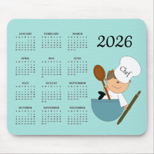 Chef Baker Design 2026 Calendar Mouse Pad