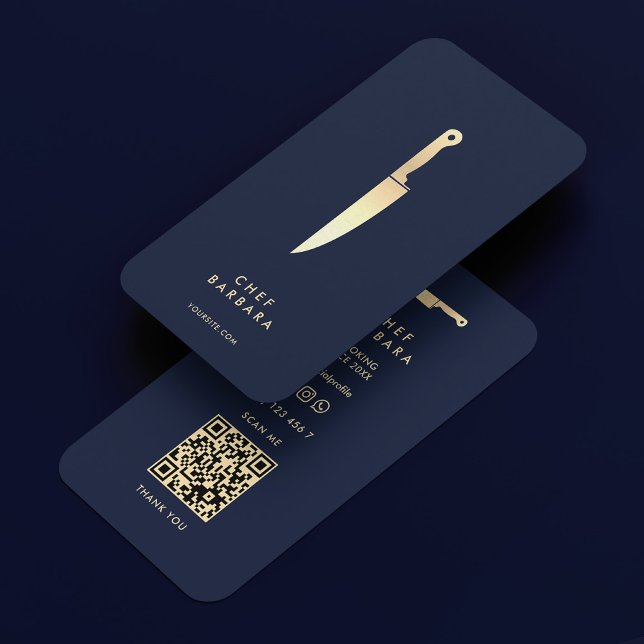 Chef Bakery Caterer Dark Navy Gold Knife Modern Business Card (Chef Bakery Caterer Dark Navy Gold Knife Modern Business Card
)