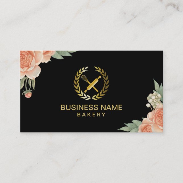 Chef Bakery Catering Vintage Floral Business Card (Front)