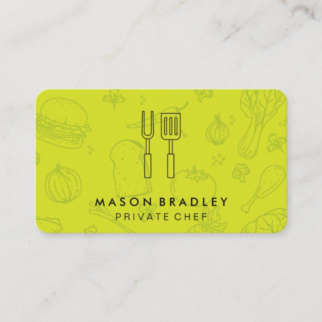 Chef | BBQ Cooking ware | Food Pattern Business Card (Front)