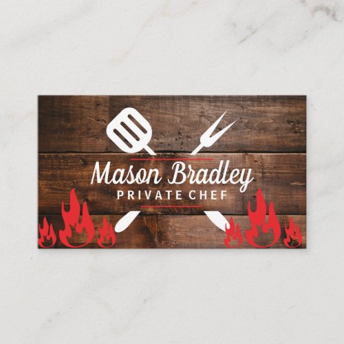 Chef  BBQ Cooking  Wood  Fire Business Card