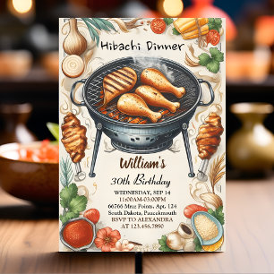 Chef Bbq Japanese Sushi Hibachi 30th Birthday Invitation