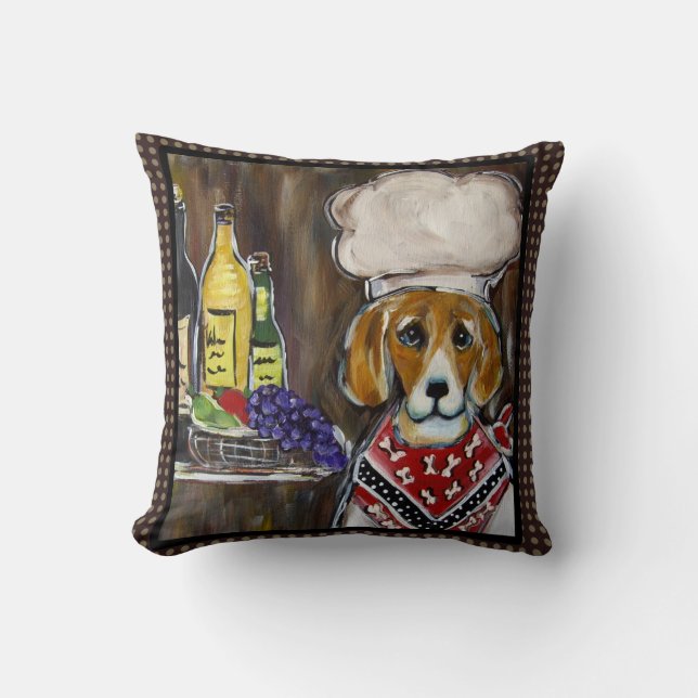 CHEF BEAGLE THROW PILLOW (Front)