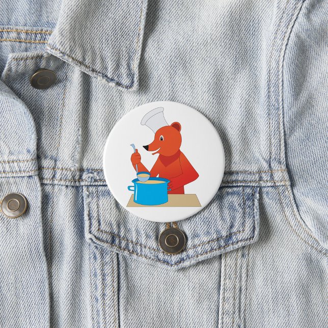 Chef Bear Cooking Soup Fun Animal Kitchen  Button (Creator Uploaded)