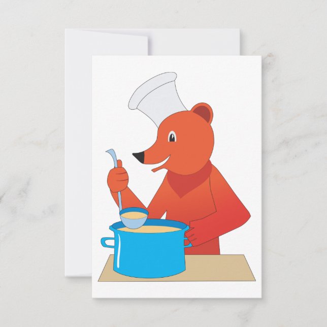 Chef Bear Cooking Soup Fun Animal Kitchen  Invitation (Front)