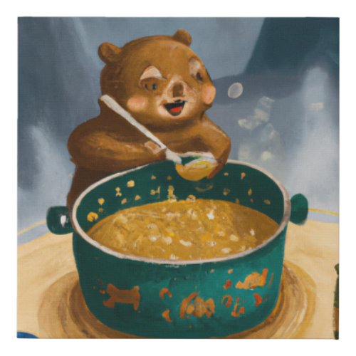 Chef Bear Faux Canvas Print