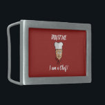 Chef Belt Buckle<br><div class="desc">Chef's head with hat,  red neckerchief and custom text.</div>