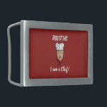 Chef Belt Buckle<br><div class="desc">Chef's head with hat,  red neckerchief and custom text.</div>