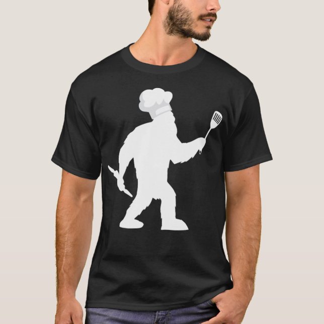 Chef Bigfoot Chef Cook bake cooking heartbeat  T-Shirt (Front)