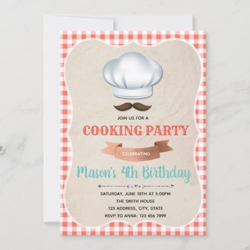 Chef birthday party invitation