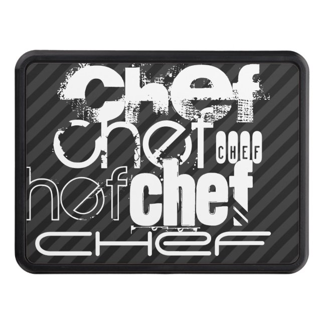 Chef; Black & Dark Gray Stripes Hitch Cover (Front)