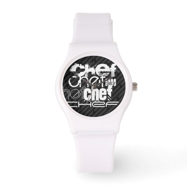 Chef; Black & Dark Gray Stripes Watch (Front)