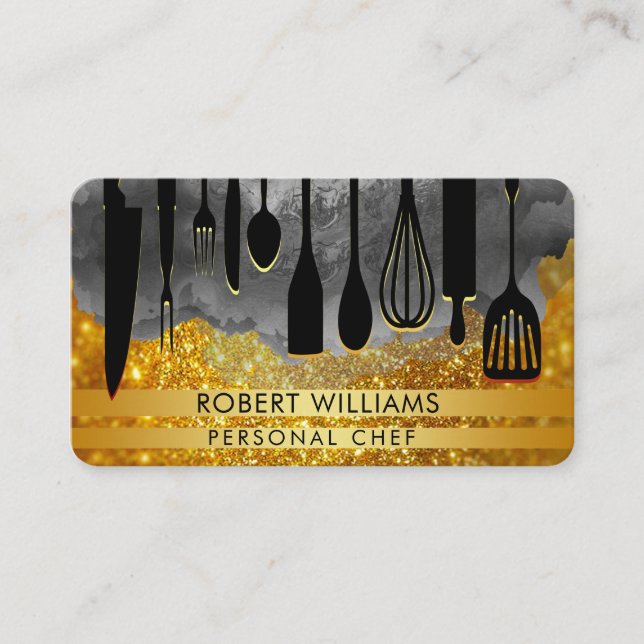 Chef Black Gold Catering Kitchen Tools Personal Bu Business Card (Front)