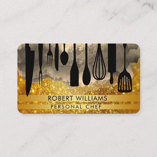 Chef Black Gold Catering Kitchen Tools Personal Bu Business Card (Front)
