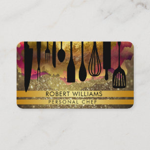 Chef Black Gold Catering Kitchen Tools Personal Business Card