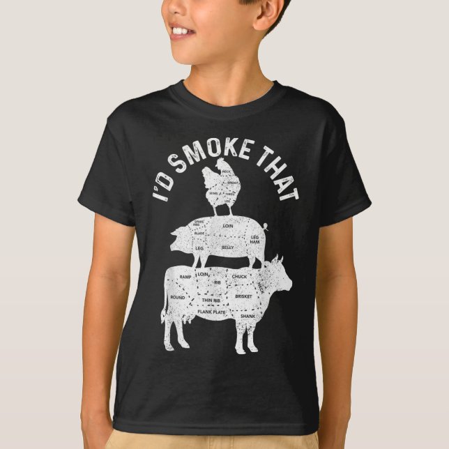 Chef Butcher Bbq Id Smoke That Pork Beef Funny Fat T-Shirt (Front)