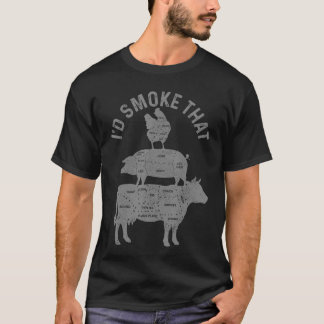Chef Butcher BBQ Id Smokehat Pork Beef Funny Fathe T-Shirt