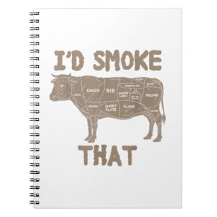 Chef Butcher Cook Bbq I'd Smoke That Cow Beef Funn Notebook