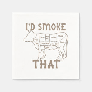 chef butcher cook bbq id smoke that cow beef napkins