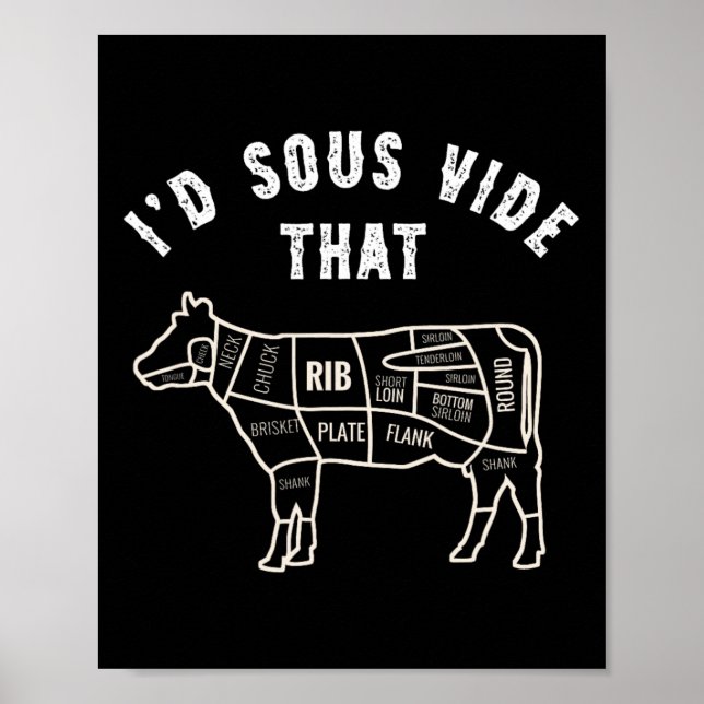 Chef Butcher Cook Bbq I'd Sous Vide That Cow Beef  Poster (Front)