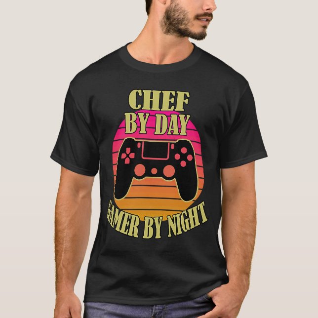 Chef By Day Gamer By Night  Video Game Controller T-Shirt (Front)