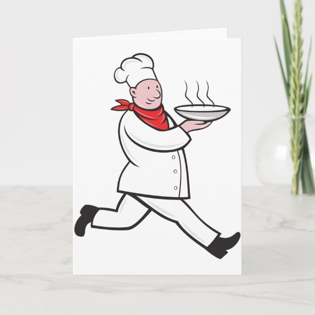 Chef Carrying Food Greeting Cards (Front)