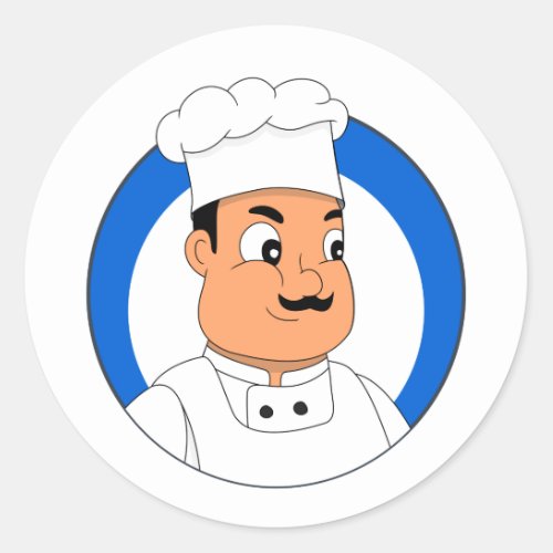 Chef cartoon classic round sticker
