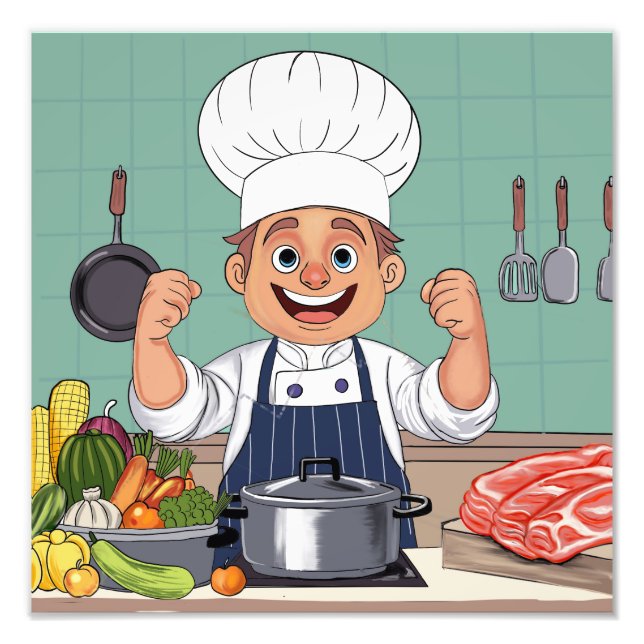 Chef cartoon procreate hand drawing  photo print (Front)