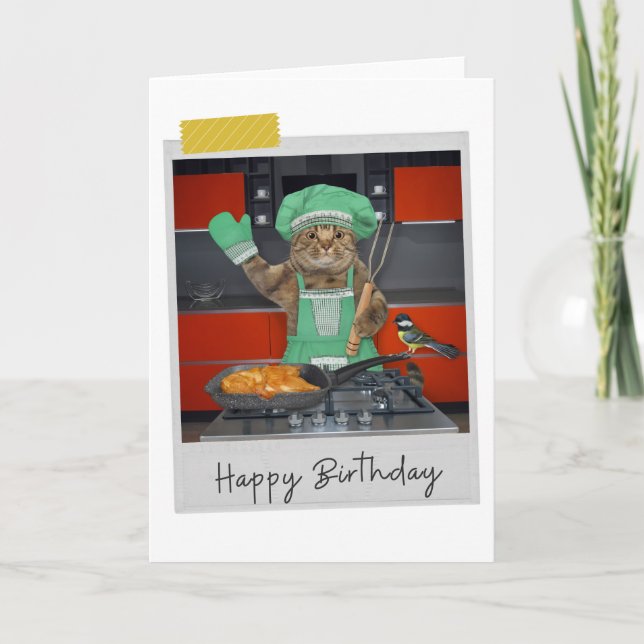 Chef Cat Funny Birthday Card (Front)