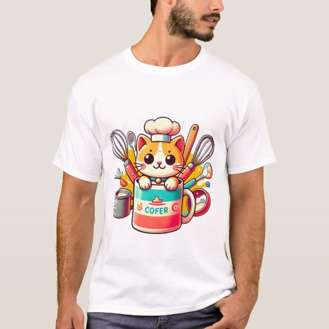 Chef Cat Mug - Funny Cat Illustration - Kitchen Hu T-Shirt (Front)