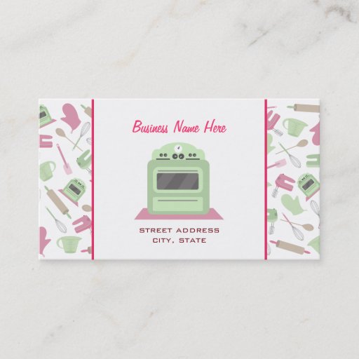 Customizable Chef Caterer Business Card - Kitchen Pattern