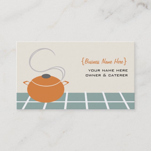 Chef / Caterer Business Card - Orange Cooking Pot (Front)