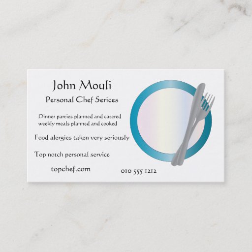 Customizable Chef,caterer or restaurant business card template