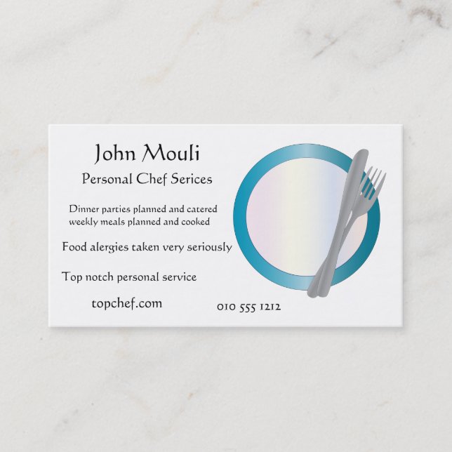 Chef,caterer or restaurant business card (Front)