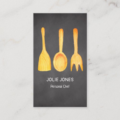 Chef Catering Black Yellow Kitchen Utensils Business Card