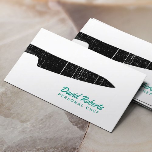 Chef Catering Restaurant Black Knife Plain Business Card