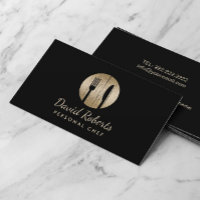 Chef Catering Restaurant Elegant Black & Gold Business Card