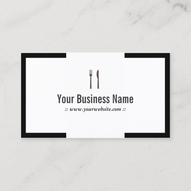 Chef Catering Restaurant Modern Border Business Card (Front)