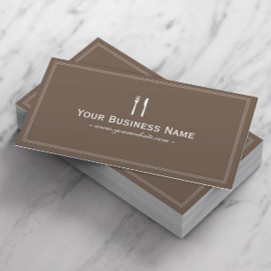 Chef Catering Simple Framed Plain Brown Business Card