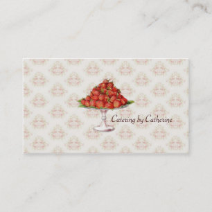 Chef Catering Strawberries Vintage Pink Business Card