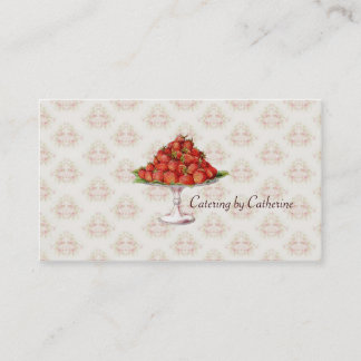 Chef Catering Strawberries Vintage Pink Business Card
