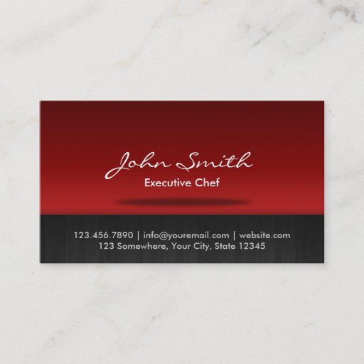 Customizable Stylish Red Stage Chef Business Card