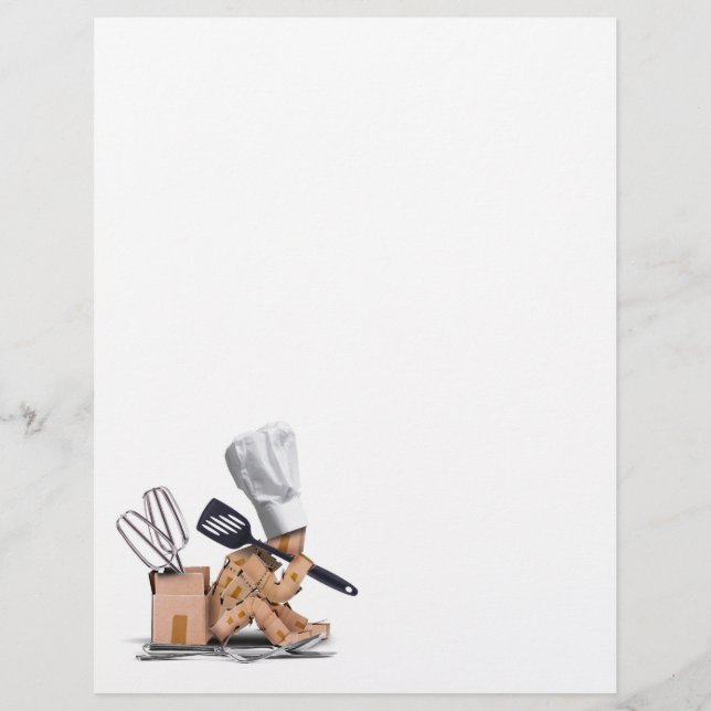 Chef character sat thinking with kitchen tools flyer (Front)