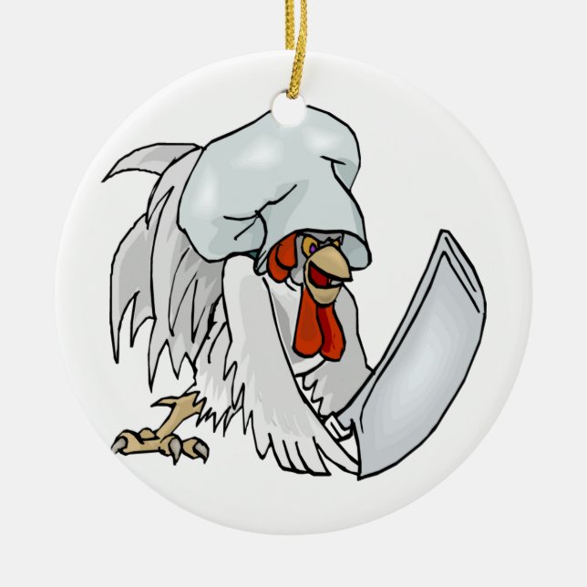 Chef Chicken Ceramic Ornament (Front)