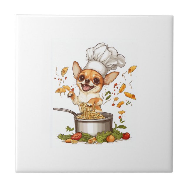 Chef Chihuahua � Culinary Dog Master Ceramic Tile (Front)